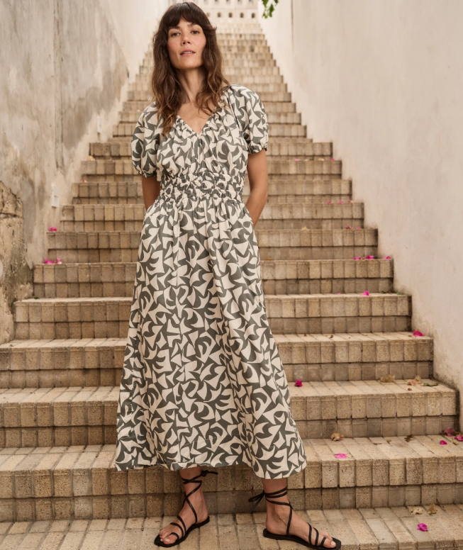 Marine Layer_Emery_Poplin_Midi_Dress_in_Pine_Geo1