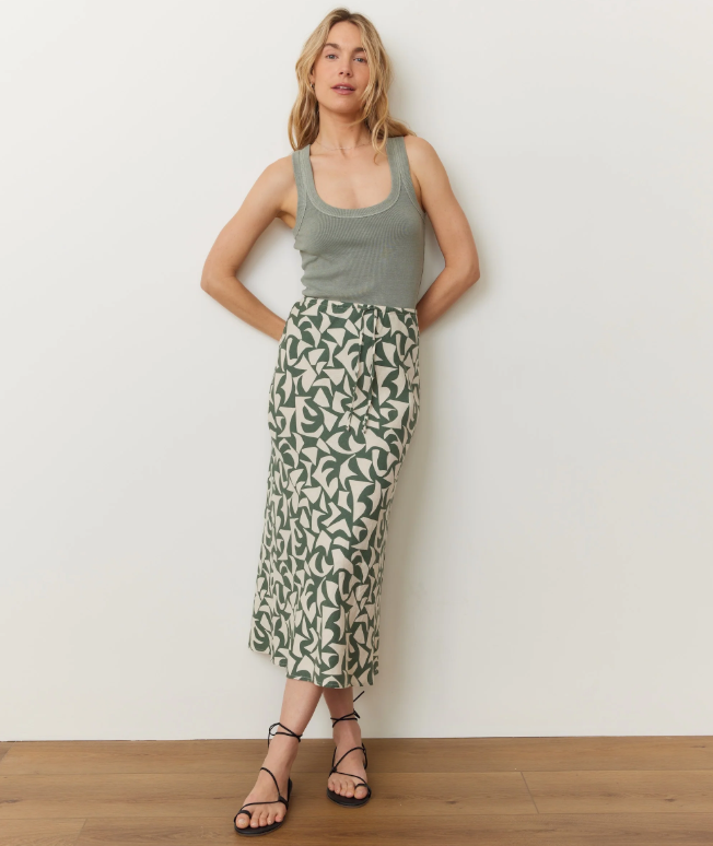 Marine Layer_Avery_Hemp_Midi_Skirt_in_Pine_Geo1